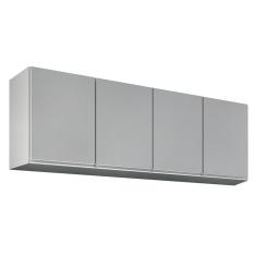 Armário De Cozinha Aéreo 160cm 4 Portas Nevada Cinza Claro - Lumil