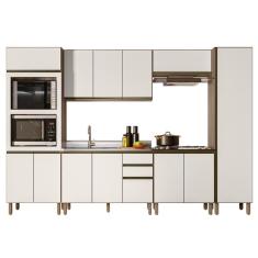 Armário De Cozinha 6 Peças Com Pia 120cm Jessy N03 Carvalho/off - Mpozenato