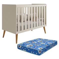 Berço Americano Isis Areia com Colchão Baby Physical - Reller Móveis, 
