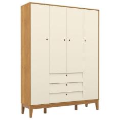 Guarda Roupa Infantil 4 Portas Unique Freijó Off White Eco Wood - Mati