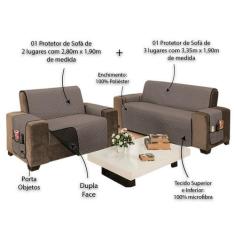 Protetor Impermeável para Sofá 2 e 3 Lugares King - MR, Cinza/Preto