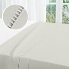 Lençol de Cima Queen Avulso c/ Vira e Ponto Palito Percal 200 Fios 100