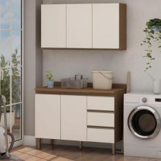 Conjunto para Área de Serviço com Balcão 2 Portas e 3 Gavetas e Armári