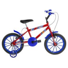Bicicleta Infantil Aro 16 Ultra Bikes Vermelha E Azul Com Rodinhas