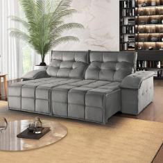Sofá Retrátil e Reclinável 290cm 2 Lugares M122  Cinza