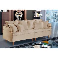 Sofá Fixo Atlas 3 Lugares Luxo 180cm Castellar Móbile Bege Claro