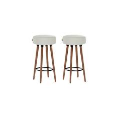 Kit 2 Banquetas Alta Pés Palito Roma Bege Claro 70cm