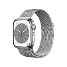 Apple Watch Series 8 41mm GPS + Cellular Caixa Prateada Aço Inoxidável Pulseira Estilo Milanês-Unissex