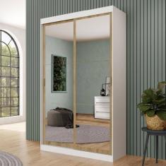 Guarda Roupa 2 Portas 2 Gav Espelho Branco Carraro Nero