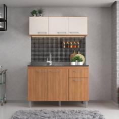 Cozinha Iara Modulada 2 Peças 6 Portas 1 Gaveta Freijó/Off White