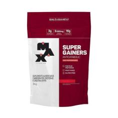 Super Gainers (3kg) - Sabor: Morango - Max Titanium, 1 Unidade, 3kg, 3