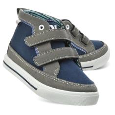 Hurley Tênis de lona infantil e infantil Tedd com alças – Tênis de skate de corte alto para crianças, calçados esportivos para meninos e meninas, sapatos duráveis para escola, Lona azul marinho/cinza,