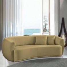 Sofá Decorativo Sala de Estar Curvo Esther 3 Lugares 210cm com Almofad