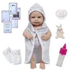 Bebê Reborn Boneca Carequinha 100% Vinil Saída de Banho - Cegonha Rebo