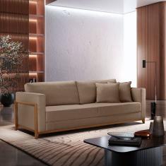 Sofá Paris 03 Lugares 174 Cm Veludo Bege