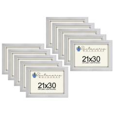 Kit 10 Molduras Porta Diploma Certificado A4 21x30 Branco - Santamaria