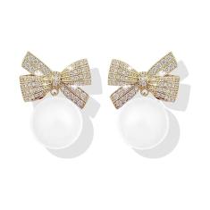 Brincos de laço delicados para mulheres, presentes modernos, brincos de nó de strass, joias penduradas, formatura, brincos de prata, enfeites de Natal para mulheres, Adjustable, Aolly, Sem pedra