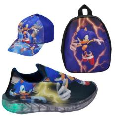 Tênis Infantil Led Luzinha Slip On Personagem Super Heróis + Mochila +