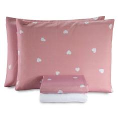 Jogo De Lençol Casal Padrão Essencialle 150 Fios 4 Peças - Corações