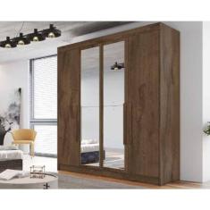 Guarda Roupa Solteiro Com Espelho 4 Portas 3 Gavetas Nantes-braúna Móveis Europa