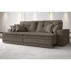 Sofá Palermo 2,40m Retrátil e Reclinável Velosuede Marrom - netsofas