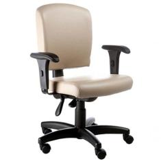 Cadeira Executiva Luxuosa Com Braços Fixos Linha Alpha Bege - OUTRAS M