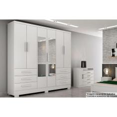 Guarda Roupa Casal 6 Portas (2 C/ Espelho) E 6 Gavetas C/ Pés Encanto/berlim Neve - Novo Horizonte