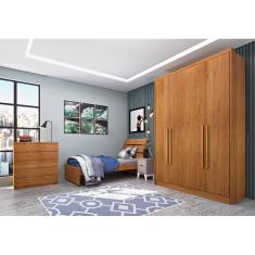 Guarda Roupa Solteiro 4 Portas 2 Gavetas - Dinamarca-Cinamomo - Tcil Móveis