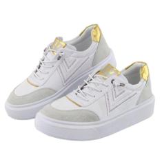 Tenis Casual Feminino Ajuste Cadarço Detalhe Costura Lateral Palmilha Gel Confortavel Leve