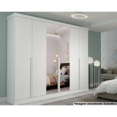 Guarda Roupa 6 Portas E 6 Gavetas C- Espelho Guarapari Branco - Panan