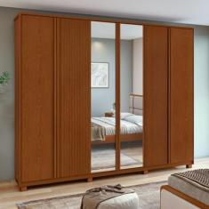 Guarda-roupa Ollie 6 Portas 6 Gavetas 6 Prateleiras com Espelho e com Pés Frassino