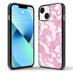 Onemiliayears Capa de telefone com estampa de leopardo rosa, guepardo e leopardo, capa para iPhone 13/14, capa de telefone com suporte de moldura de gel de sílica macia para adolescentes e meninos,