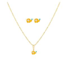 Kit semijoia infantil colar e brinco elefantinho banho ouro-Feminino