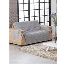 Capa De Sofá 2 Lugares Cinza Laço E Porta Objetos Lateral - Beatriz En