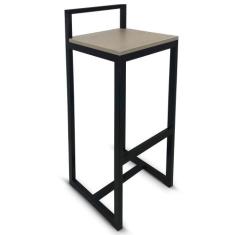 Banqueta Banco Alto Londres Com Encosto Industrial Cozinha Preto e Jad