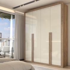 Guarda-Roupa Solteiro Severo 4 Portas 3 Gavetas Ipê/Off White - Panorama Móveis