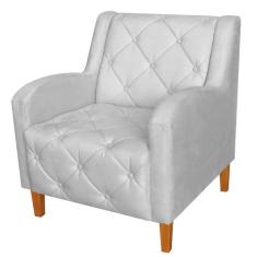 Poltrona Decorativa Munique Pés Trapézio Suede Branco - DS Estofados -