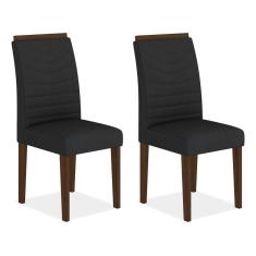 Conjunto 2 Cadeiras Lima Imbuia/ Preto  - Móveis Arapongas