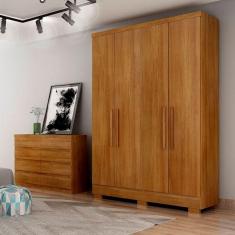 Guarda Roupa Quartzo 4 Portas 2 Gavetas Com 6 Pés Cumaru