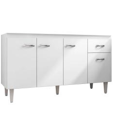 Balcão Para Pia Gabriela Sem Tampo 145Cm 4 Portas 1 Gaveta - Ajl Móveis Cor Branco