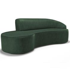 Sofá 3 Lugares Curvo Sala De Estar Living Firenze Direito D02 Couríssimo Verde 230 Cm B-89 - Lyam