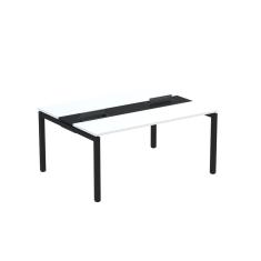 Mesa Plataforma Dupla Com Pé De Aço Para Coworking 150x120 Pdc15-12-2p Branco-preto