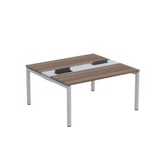Mesa Plataforma Dupla Com Pé De Aço Para Coworking 150x140-2p Pdc15-14-2p Walnut-cinza