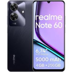 Celular Realme Note 60, 256GB ROM 4GB RAM 6.74� Tela, 5000mAh Android 14 Octa Core Dual SIM Preto