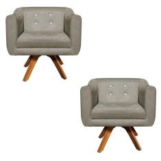 Kit 02 Poltronas Giratória Julia Marrom Rato