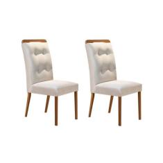 Cadeira Sala de Jantar Imperatriz Madeira Kit 2 Un Capuccino/Veludo Cr