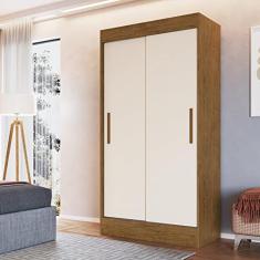 Guarda Roupa Solteiro 3 Portas de Correr 2 Gavetas Marselha Móveis Doripel Off White/nogueira