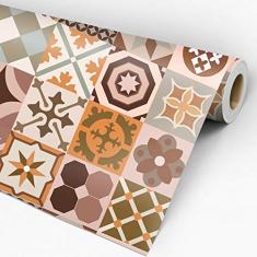 Papel de Parede Adesivo Lavável Azulejo Marrom
