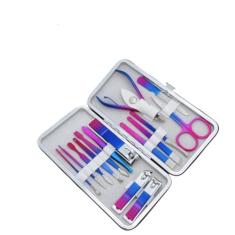 Cortador de unhas gradiente aço inoxidável conjunto cortador de unhas pedicure faca beleza pinças manicure ferramenta, 15 pçs
