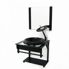 Gabinete De Vidro 40cm Apx Com Cuba Chapeu Preto